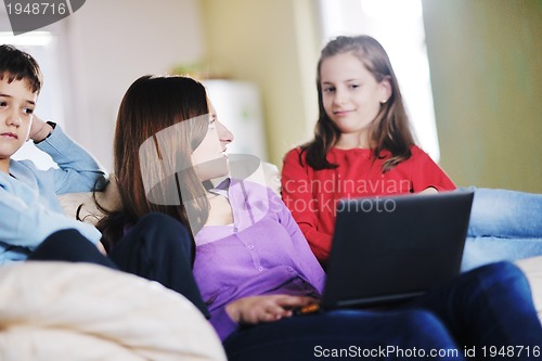 Image of happy young family have fun at home