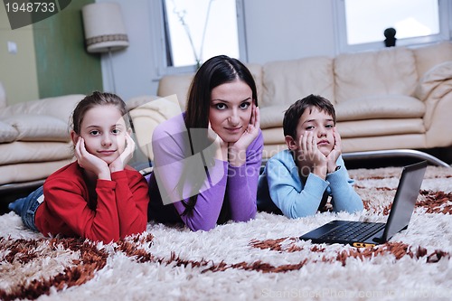 Image of happy young family have fun at home