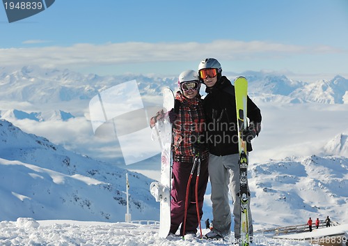 Image of people group on snow at winter season