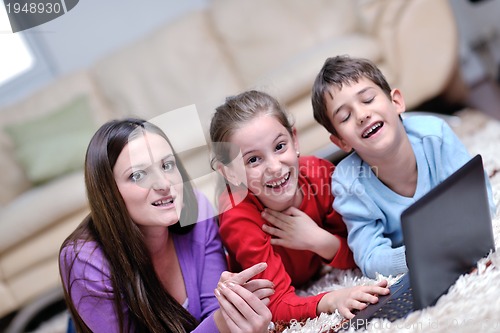 Image of happy young family have fun at home