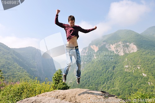 Image of man jump in nature