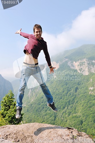 Image of man jump in nature
