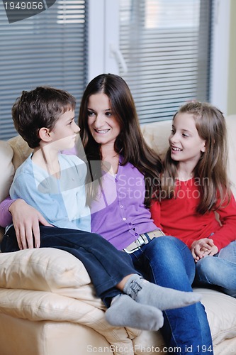 Image of happy young family have fun at home