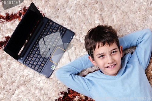 Image of happy boy at home relax