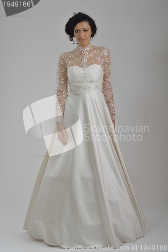 Image of Portrait of a beautiful woman dressed as a bride