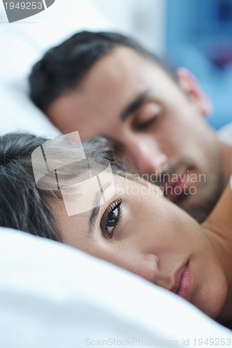 Image of young couple have good time in their bedroom