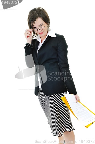 Image of business woman hold papers and folder