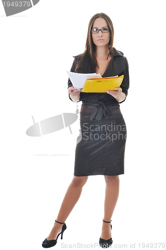 Image of business woman hold papers and folder