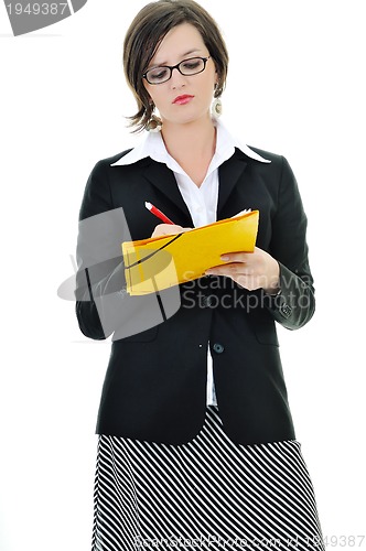 Image of business woman hold papers and folder