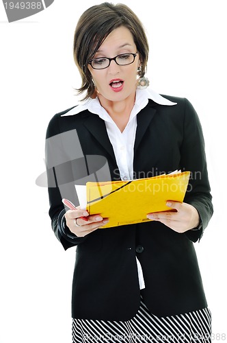 Image of business woman hold papers and folder