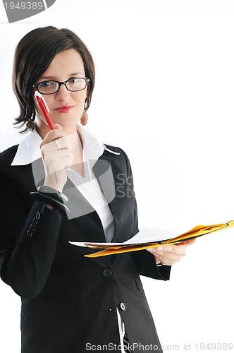 Image of business woman hold papers and folder