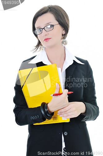 Image of business woman hold papers and folder