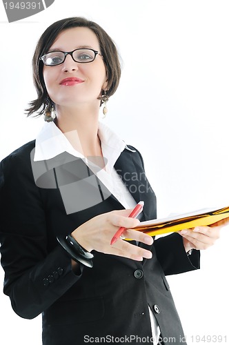 Image of business woman hold papers and folder