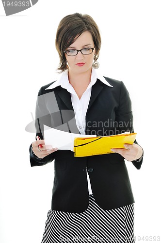 Image of business woman hold papers and folder