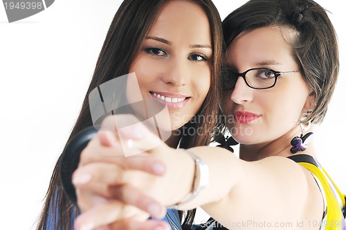 Image of two woman isolated on white