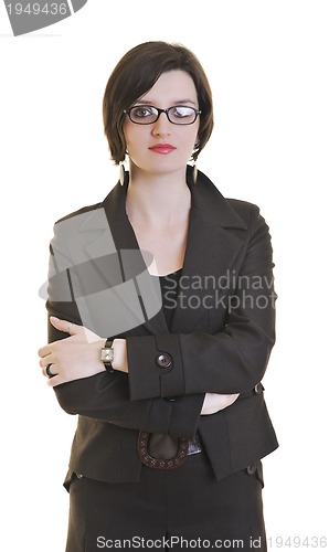Image of business woman working on laptop isolated on white