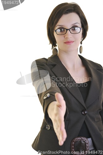 Image of businesswoman handshake isolated