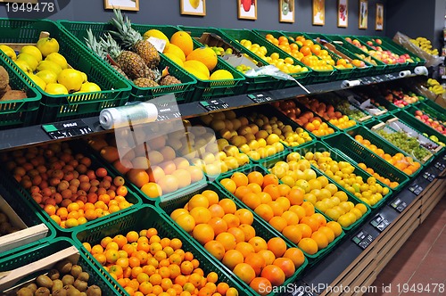 Image of fresh fruits in supermarket