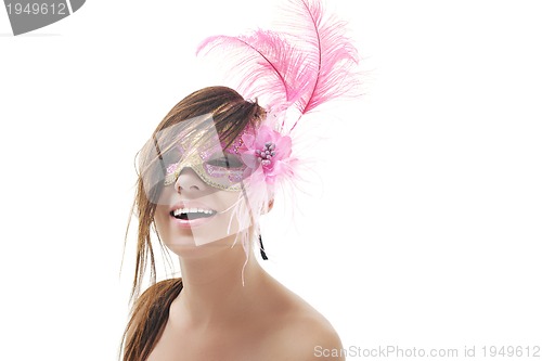 Image of woman with mask isolated on white