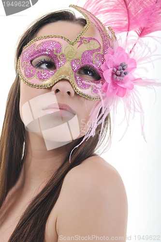 Image of woman with mask isolated on white