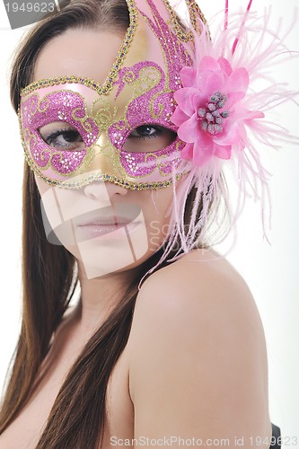 Image of woman with mask isolated on white