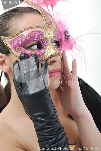 Image of woman with mask isolated on white