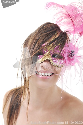 Image of woman with mask isolated on white