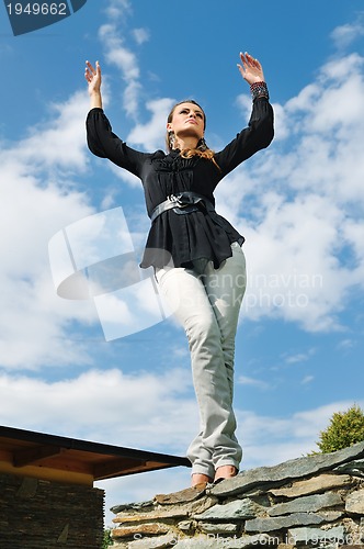 Image of happy woman fashion outdoor 