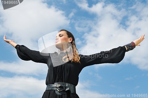 Image of happy woman fashion outdoor 