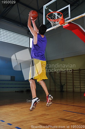 Image of basket ball game player at sport hall