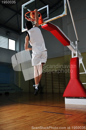 Image of basket ball game player at sport hall