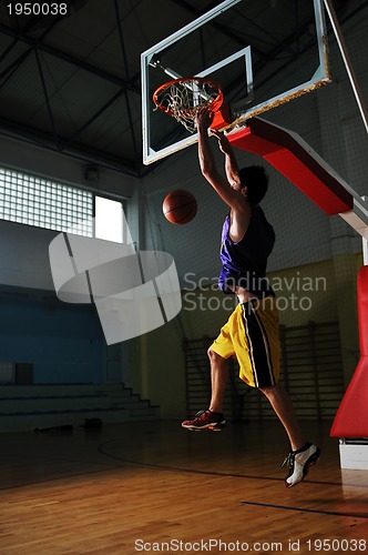 Image of basket ball game player at sport hall