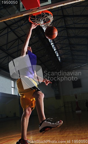 Image of basket ball game player at sport hall