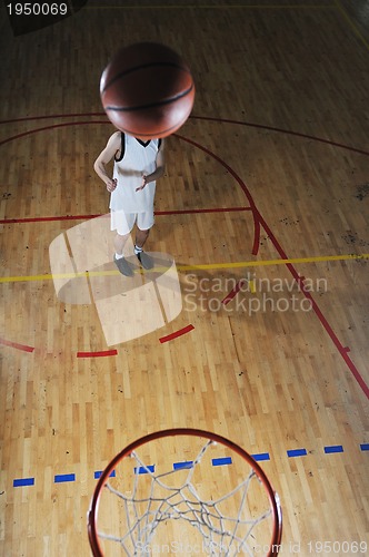 Image of basket ball game player at sport hall