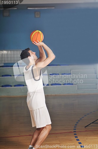 Image of basket ball game player at sport hall