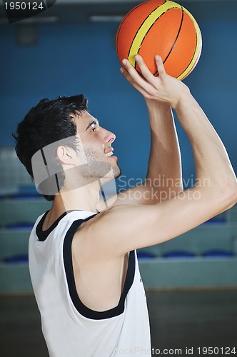 Image of basket ball game player at sport hall