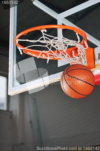 Image of basket ball in basketball basket   ;)