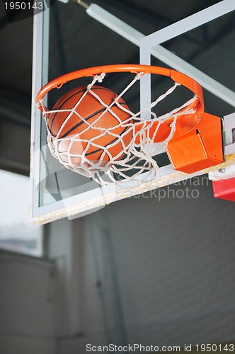 Image of basket ball in basketball basket   ;)