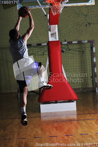 Image of basket ball game player at sport hall