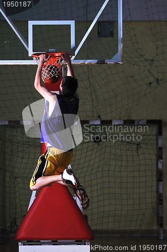 Image of basket ball game player at sport hall