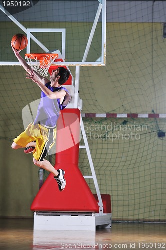 Image of basket ball game player at sport hall