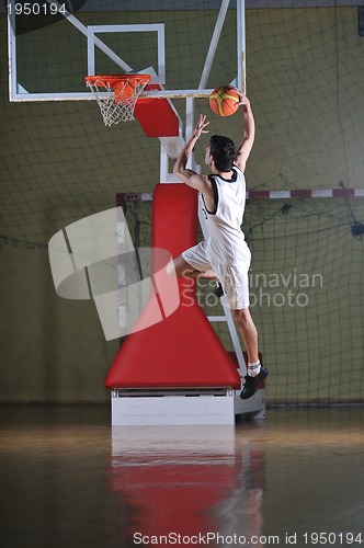 Image of basket ball game player at sport hall