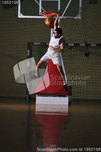 Image of basket ball game player at sport hall