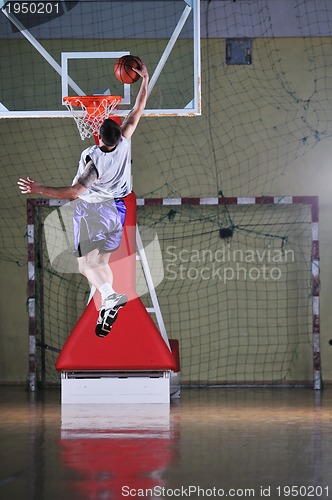 Image of basket ball game player at sport hall