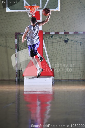 Image of basket ball game player at sport hall