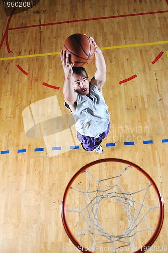 Image of basket ball game player at sport hall