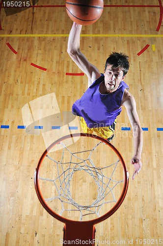 Image of basket ball game player at sport hall