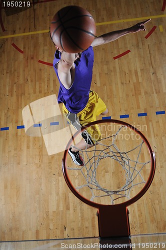 Image of basket ball game player at sport hall