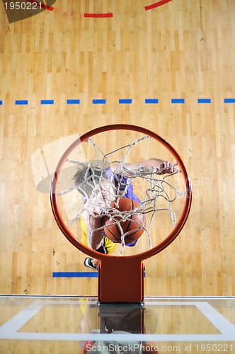 Image of basket ball game player at sport hall