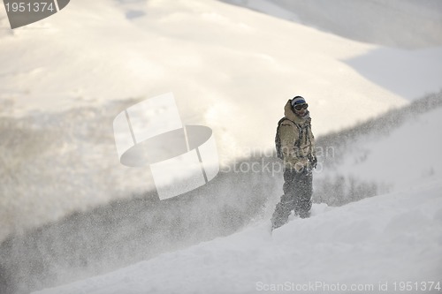 Image of happy snowboarder portrait